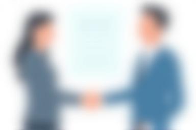 Athlete shaking hands with agent illustration